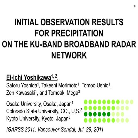 INITIAL OBSERVATION RESULTS FOR PRECIPITATION ON THE KU-BAND BROADBAND RADAR ...