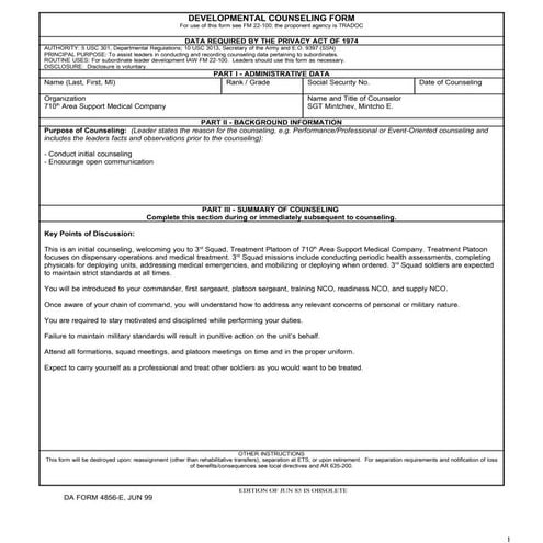 Initial Counseling Template Subordinate