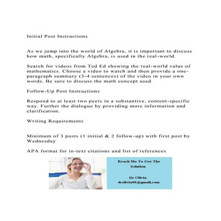 Initial Post InstructionsAs we jump into the world of Alge.docx