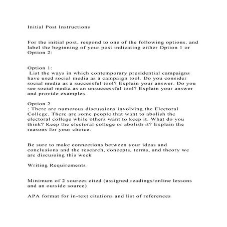 Initial Post InstructionsFor the initial post, respond to one .docx