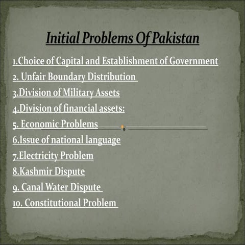 Initial problem of pakistan