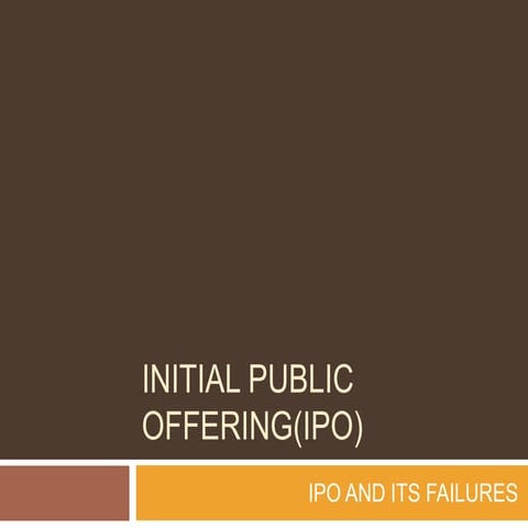 Initial public offering(ipo)