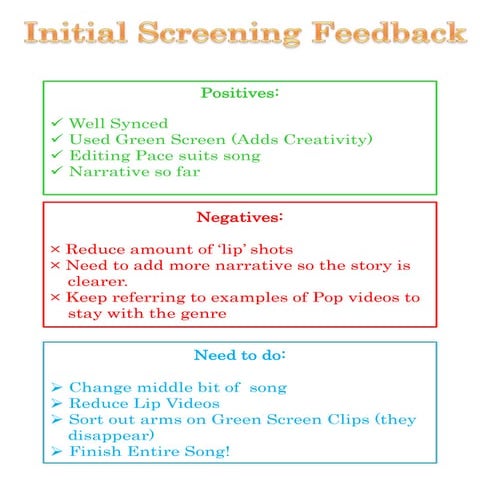 Initial screening feedback