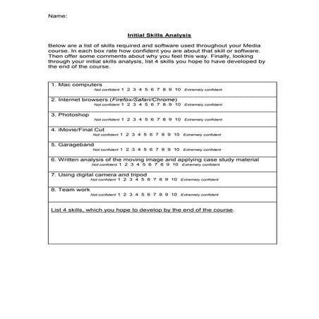 Initial skills analysis 