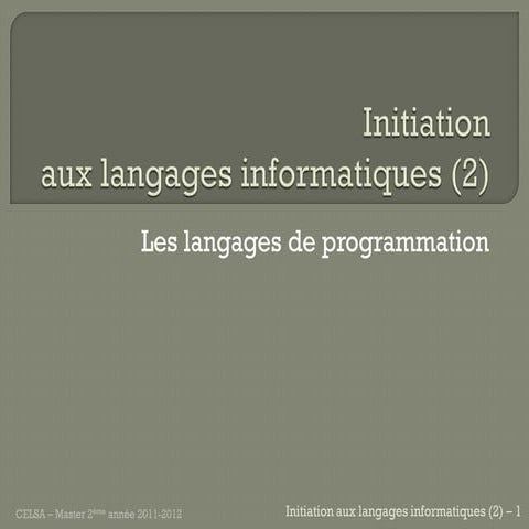 Initiation aux langages informatiques (2)