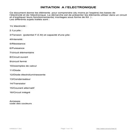 initiationv a  l'electronique