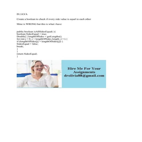IN JAVA Create A Boolean To Check If Every Side Value Is Equal To Each docx