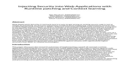 Injecting Security into Web apps at Runtime Whitepaper
