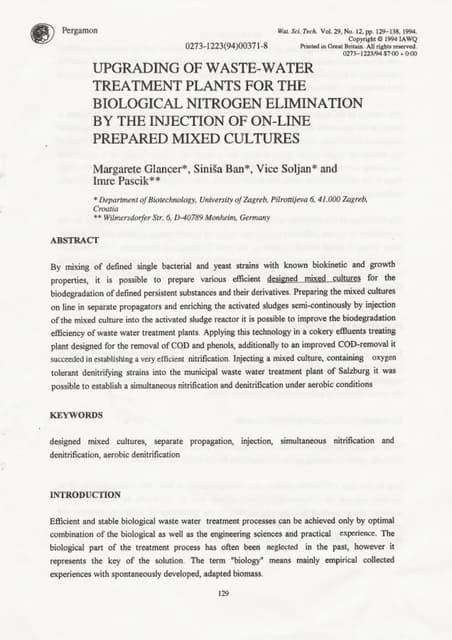 Biodegradation of Toxic and Refractory COD containing Effluents Using ...