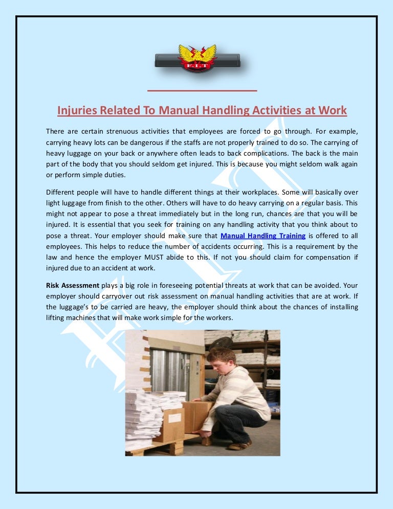 Injuries Related To Manual Handling Activities at Work