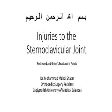 Injuries to the sternoclavicular joint