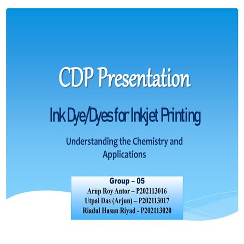 Inkjet Dyes: The Chemistry Behind Colorful Textiles | PPT