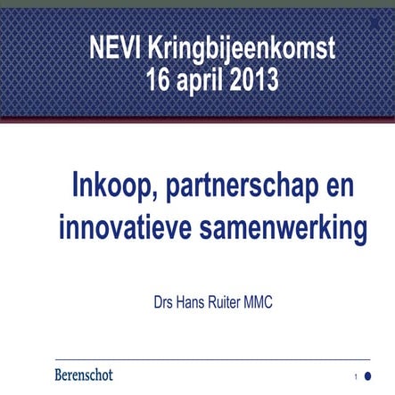 Inkoop partnerschap en innovatieve samenwerking
