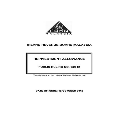 reinvestment allowance 2012- inland revenue board malaysia