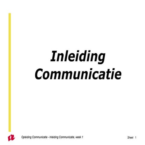 Inleiding Communicatie Les 1 Studenten | PPT