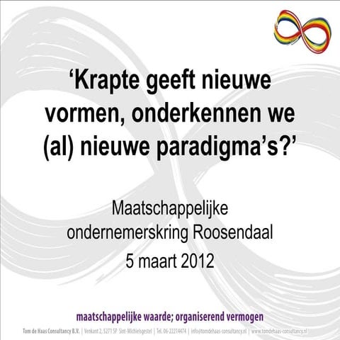 Presentatie Krapte geeft nieuwe vormen, onderkennen we (al) nieuwe paradigma’s?’