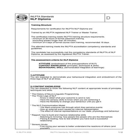 INLPTA NLP Diploma | PDF