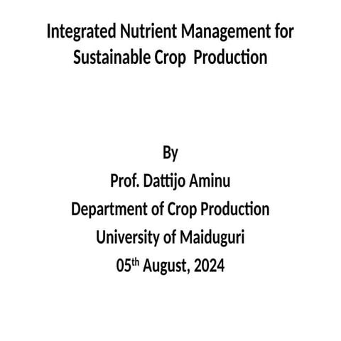 Integrated nutrient management for sustainable vegetable production