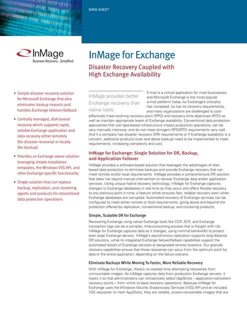 Disaster Recovery Coupled with High Exchange Availability