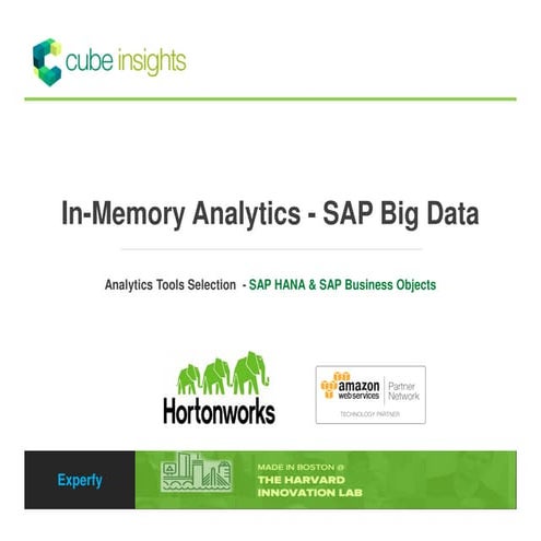 In-Memory Analytics - SAP Big Data - Analytics Tools Selection  - SAP HANA & ...
