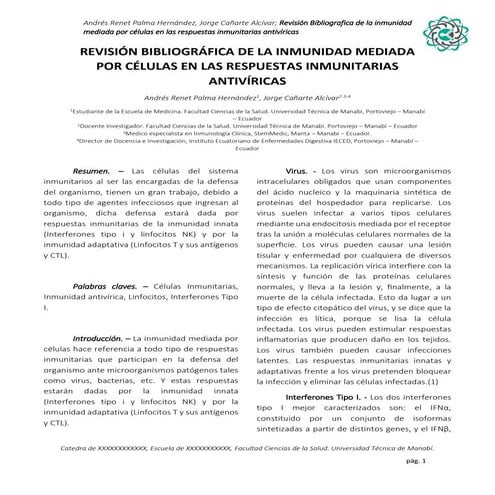 Inmunidad mediada por celulas ante en las repuestas inmunitarias antiviricas