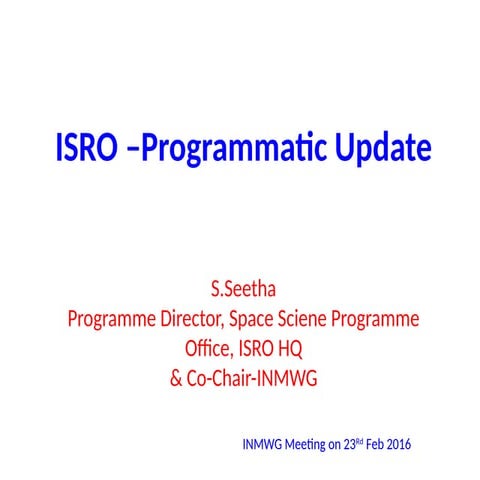 Isro program of power point presentation | PPT