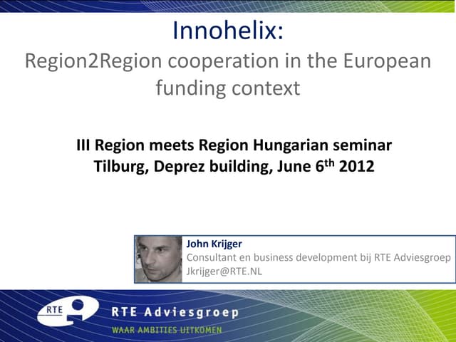 Region2Region cooperation in the European funding context