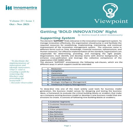 Innomantra Viewpoint - Getting Bold innovation Right v1.0 