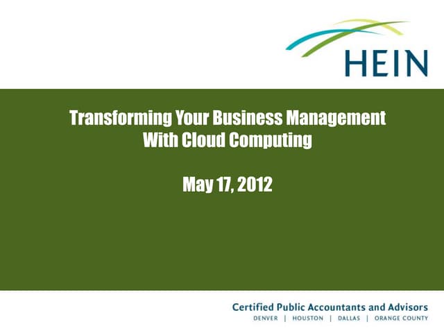 Transforming Your Business Management with Cloud Computing