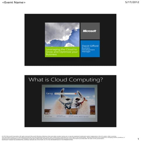 Opening Keynote: Leveraging the Cloud to Grow and Optimize Your Business