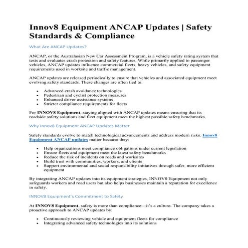 TfNSW & ANCAP NEW SAFETY STANDARD REQUIREMENTS | PDF