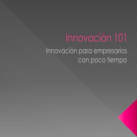 Innovación 101: Innovación para empresarios que no tienen tiempo.