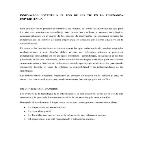 Innovación educativa y el uso de las tic´s | PDF