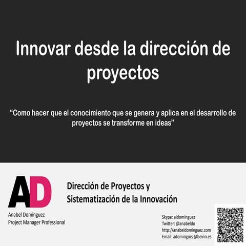 Innovar desde la dirección de proyectos