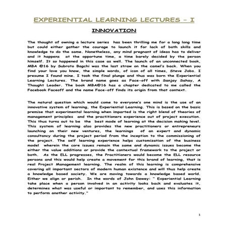 Experiential learning lectures