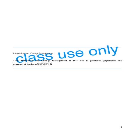 Innovation - Change Management, Managers