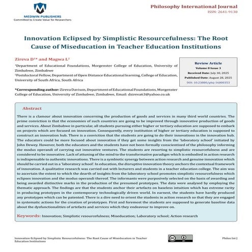 Innovation Eclipsed by Simplistic Resourcefulness: The Root Cause of ...