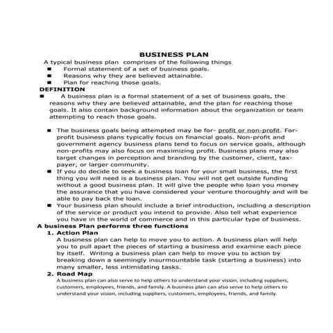 Innovation And Business Plan