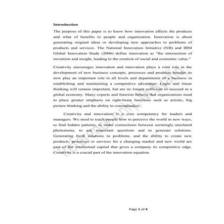 Innovation and changes an example