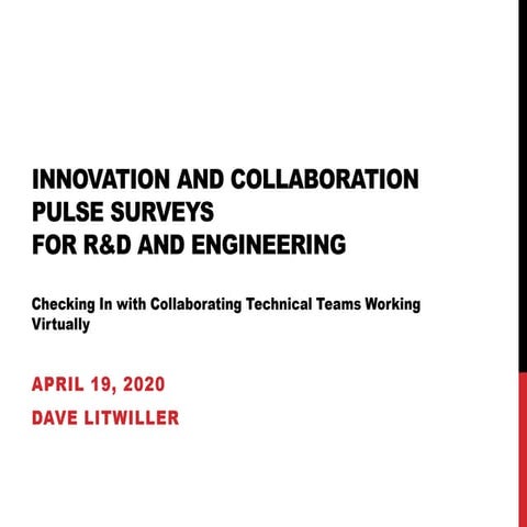 Innovation and Collaboration Pulse Surveys - Dave Litwiller - April 19 2020