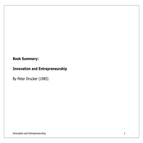 Innovation And Entrepreneurship