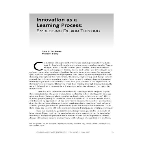 Innovation as a learning process-embedding design thinking