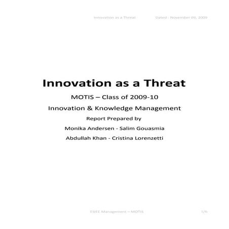 Innovation as a Threat