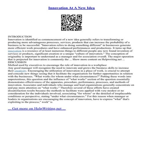 Innovation At A New Idea