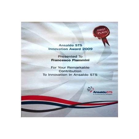 Ansaldo STS Innovation award 2009