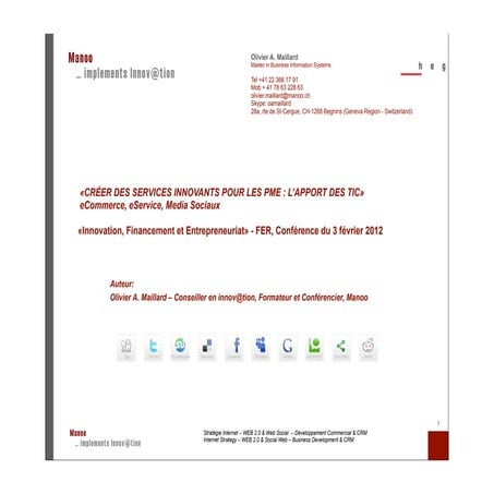 Créer des services Innovants pour les PME : L’apport des TIC 