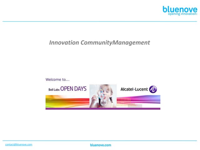 'Innovation community management' by bluenove   open days bell labs 2010