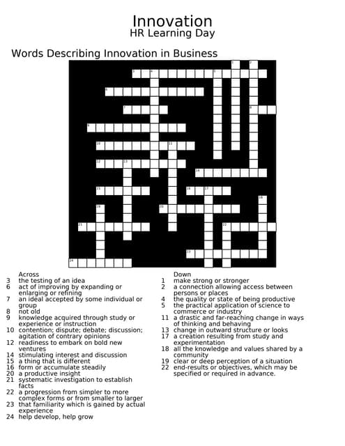 Innovation Crossword PDF Innovation Crossword PDF
