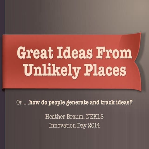 Great Ideas From Unlikely Places: how do people generate and track ideas?