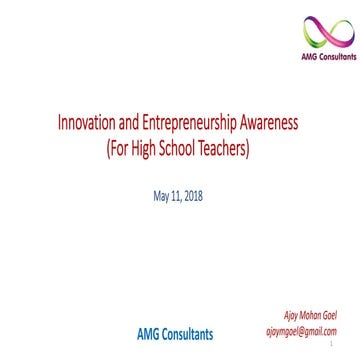 Innovation & entrepreneurship awareness for school teachers